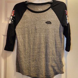 Vans X Disney Shirt Minnie Mouse Baseball Black 3/4 Sleeves Raglan Womens XS